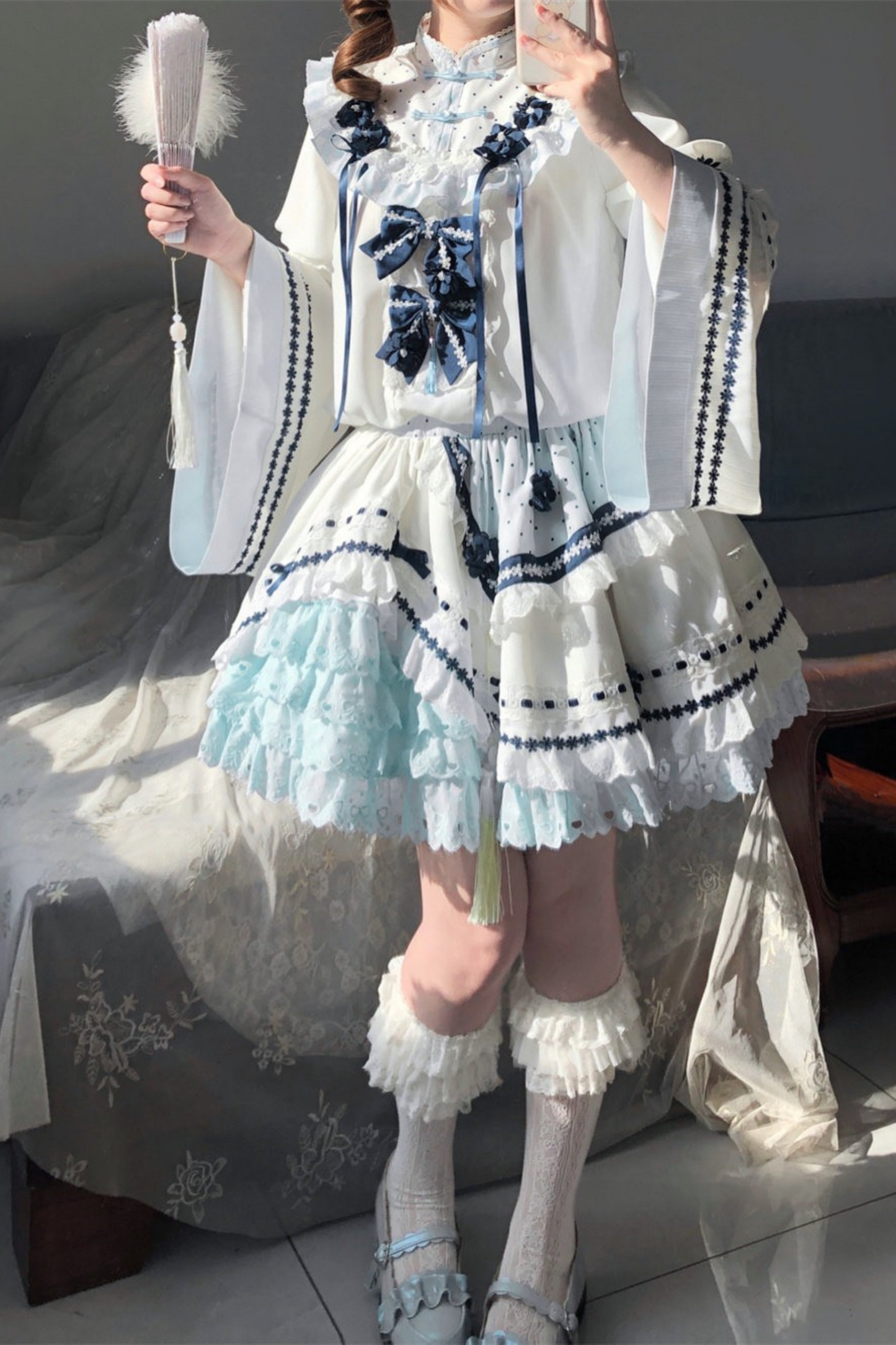 [3월 18일 예약마감] 차이나 드림 원피스 + 점퍼 스커트 + 소매 + 레그 워머 + 머리띠 + 칼라 + 클립 + 리본 + 공주 소매