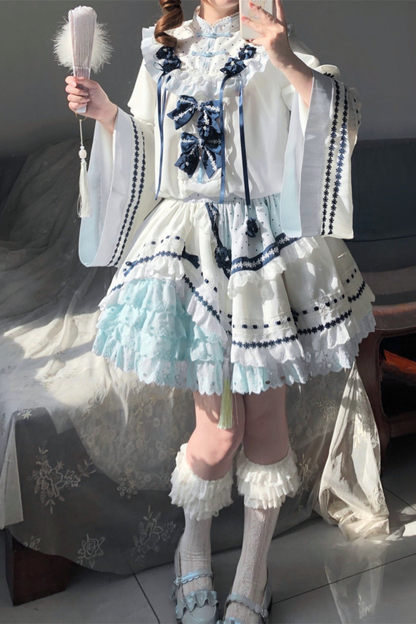 [3월 18일 예약마감] 차이나 드림 원피스 + 점퍼 스커트 + 소매 + 레그 워머 + 머리띠 + 칼라 + 클립 + 리본 + 공주 소매