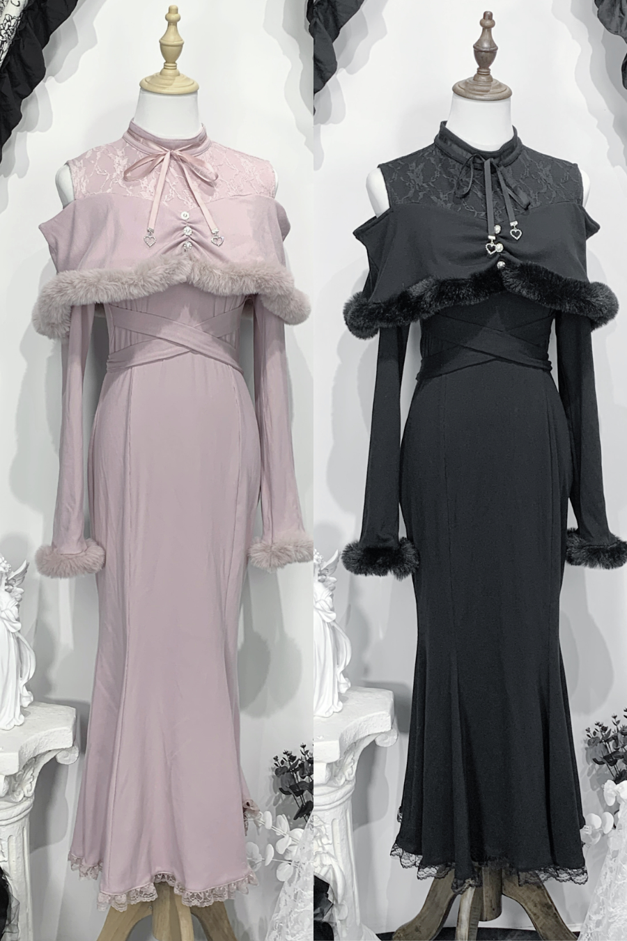 オフショルダークリアマーメイドワンピース