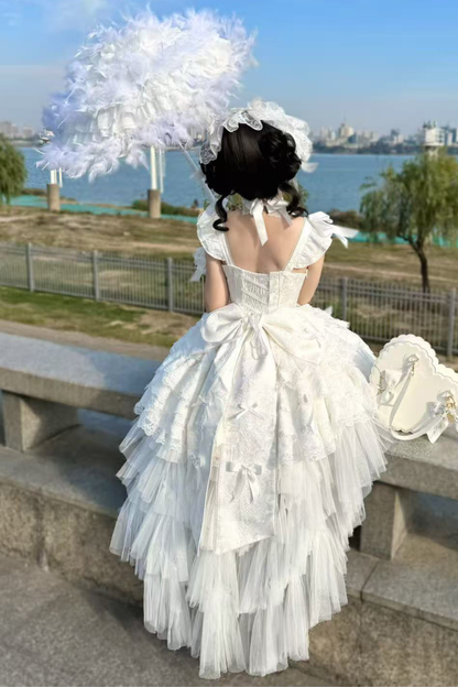 【予約商品】プリンセスバレエケーキロリータドレス+ヘアバンド+ネックレス+スリーブ+テール