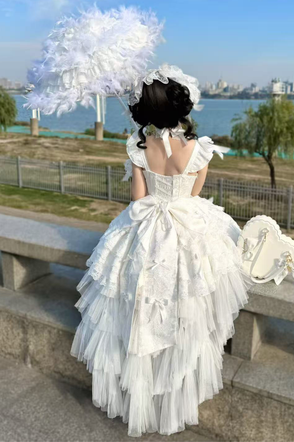 【予約商品】プリンセスバレエケーキロリータドレス+ヘアバンド+ネックレス+スリーブ+テール