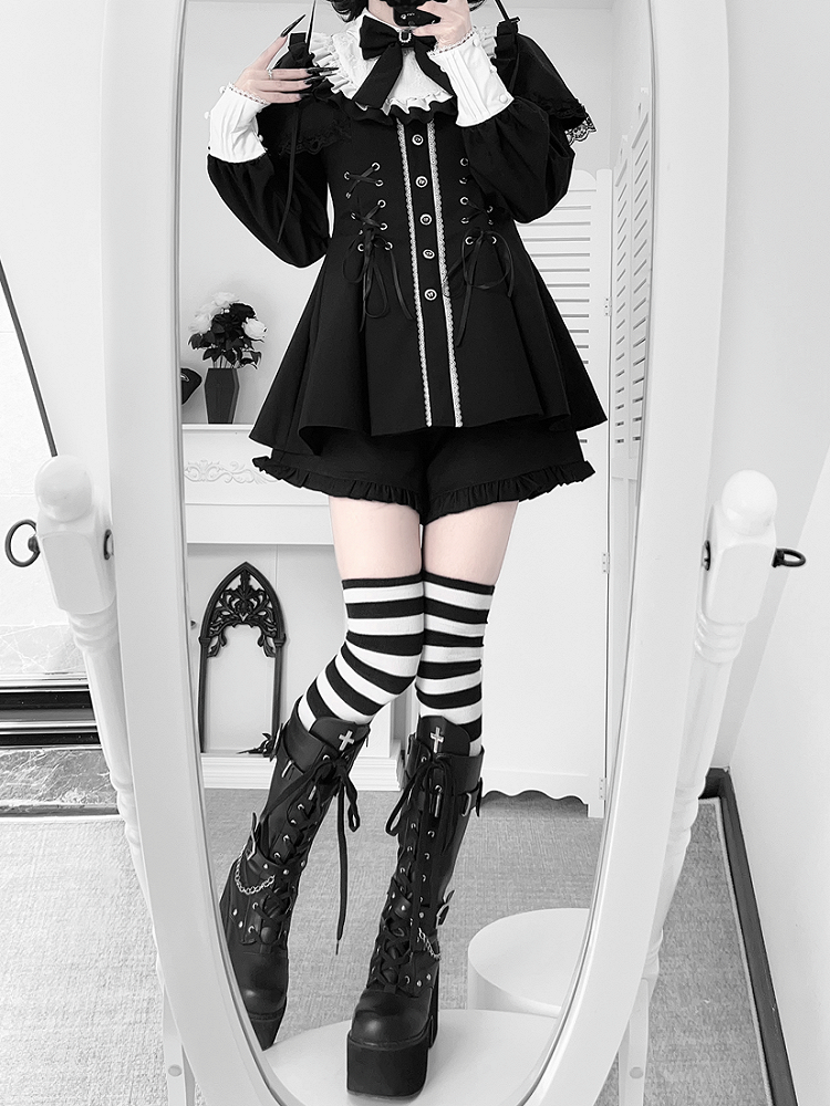 【1月20日予約締切】リボンフリルカラーケープレースアップドレスセットアップ