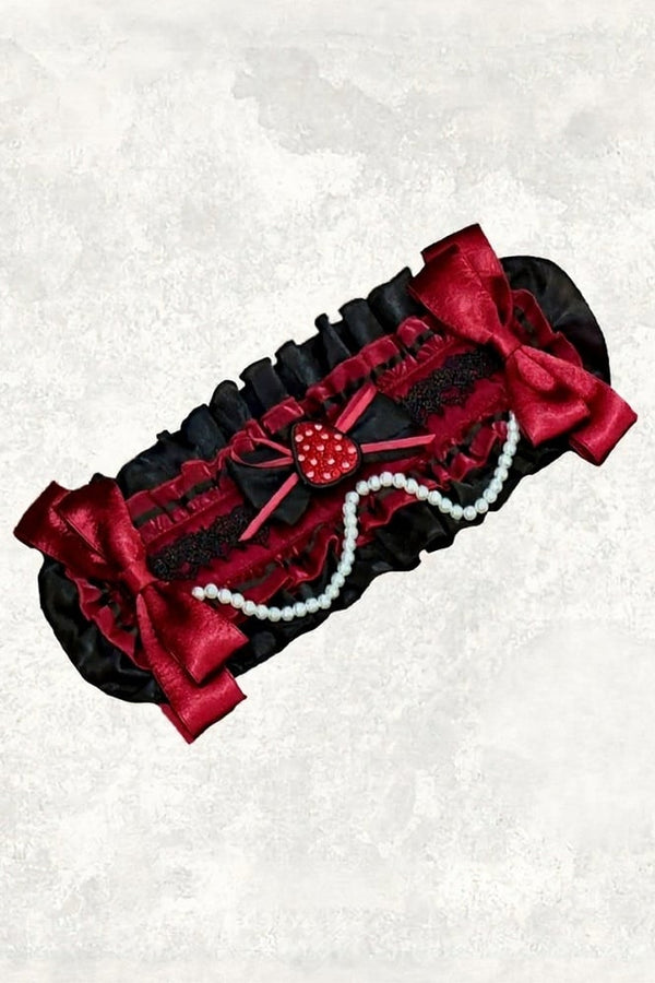 【11月4日予約締切】Strawberry Print Sweet Lolita And Gothic Lolita Series Accessories (Bonnet, Headband, Bone Embroidered Ribbon Brooch, Pair Of Ribbon Hair Clips)