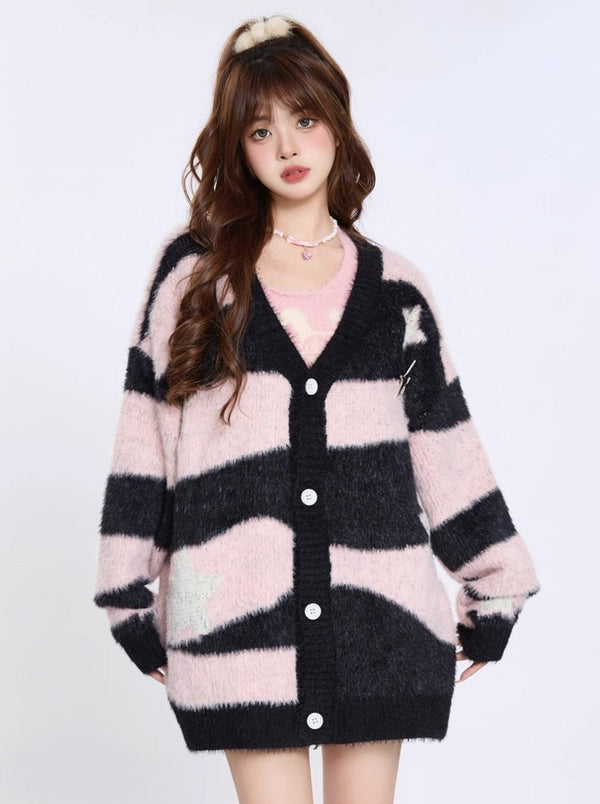 American Retro Star Border Cool Star Cardigan