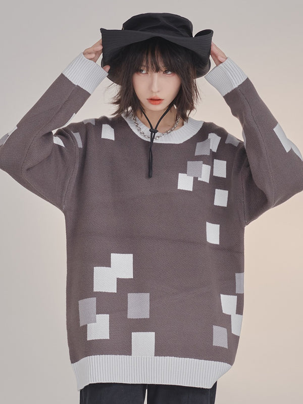 Irregular Square Design Loose Knit Sweater