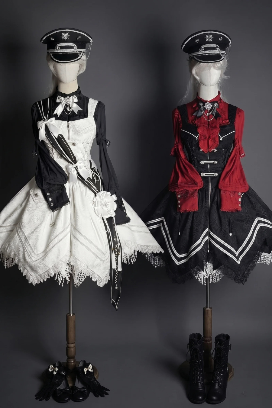 [Pre-order Deadline Feb 23] Dawnbreaker Gothic Jacquard Military Bustier Suspender Kleid