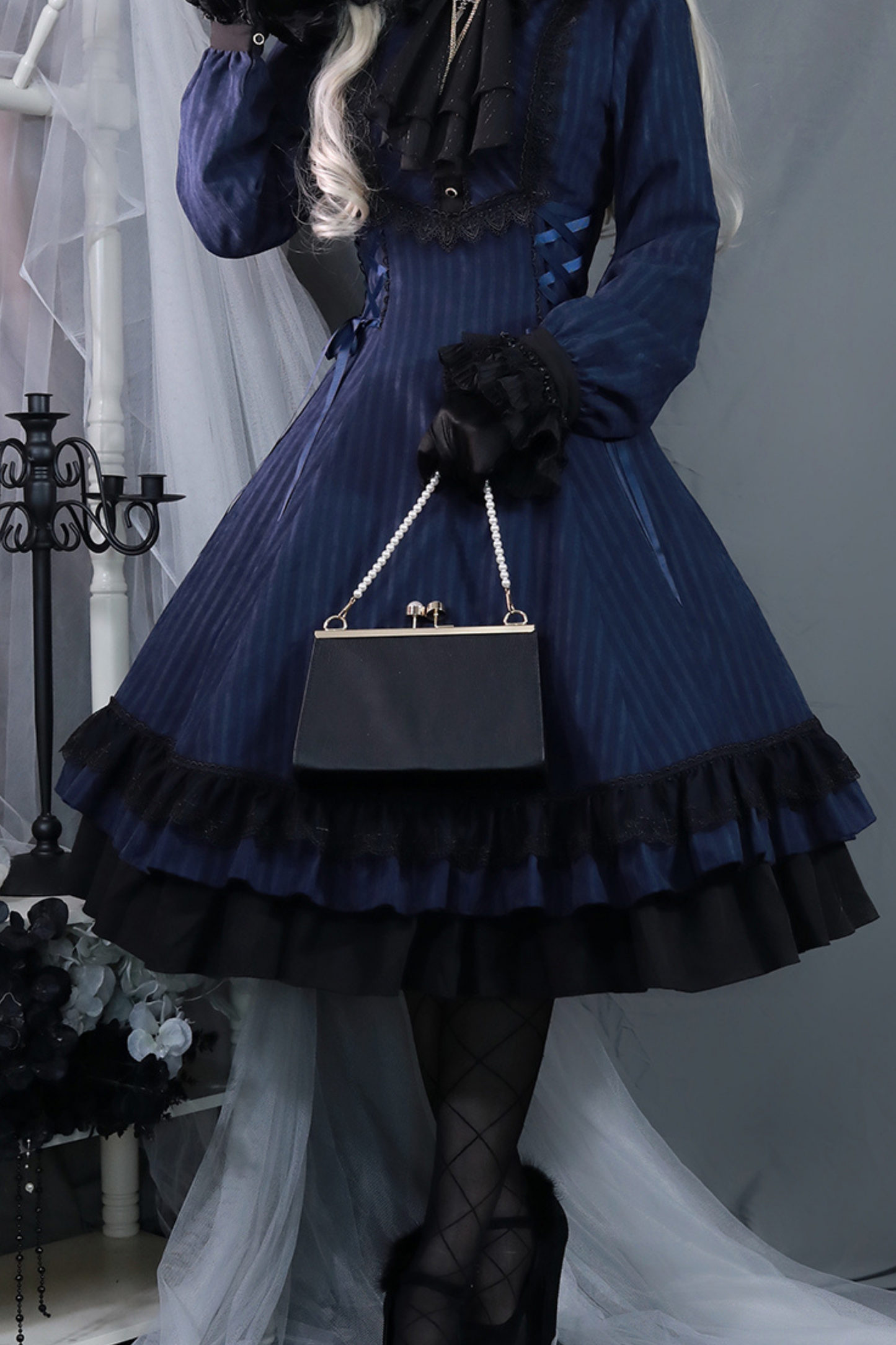 Retro Striped Elegant Gothic Lolita Dress