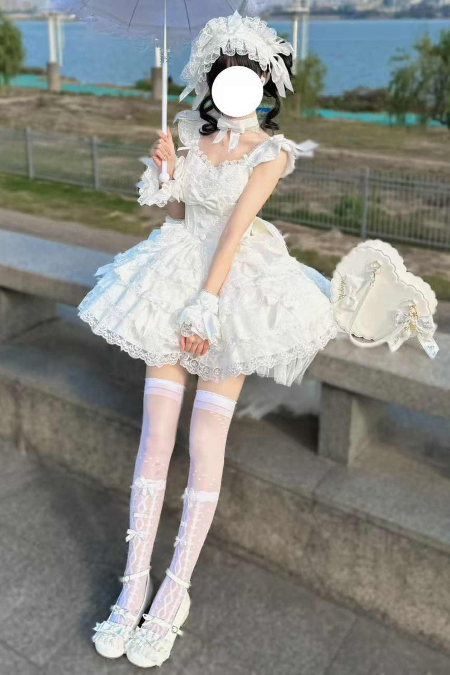 【予約商品】プリンセスバレエケーキロリータドレス+ヘアバンド+ネックレス+スリーブ+テール