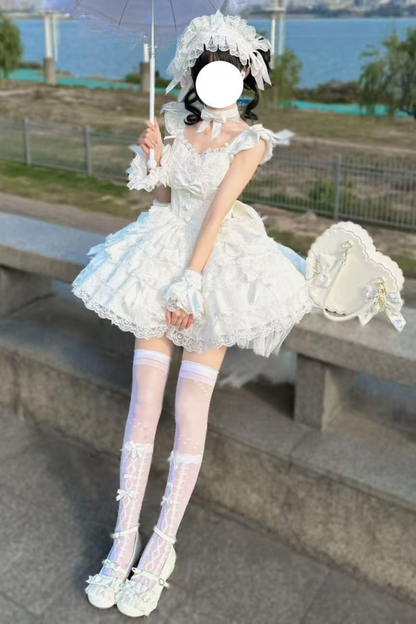 【予約商品】プリンセスバレエケーキロリータドレス+ヘアバンド+ネックレス+スリーブ+テール