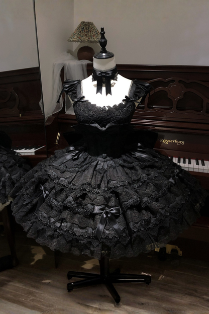 【予約商品】プリンセスバレエケーキロリータドレス+ヘアバンド+ネックレス+スリーブ+テール