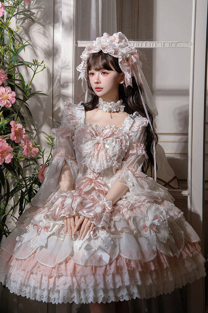 【8月8日予約締切】スウィートベリーロリータプリンセスティアードリボンJKSドレス＋ドレスセットA/B＋コンプリートセットA/B