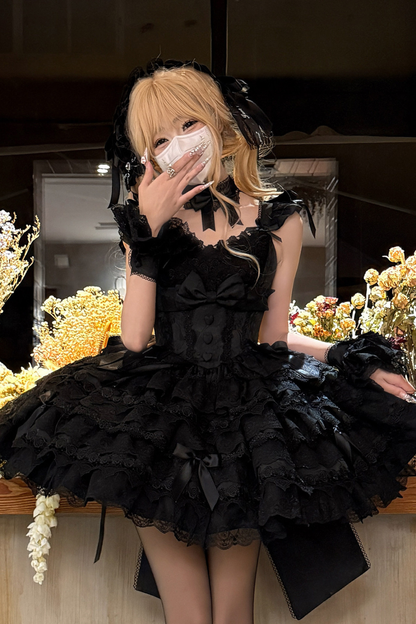 【予約商品】プリンセスバレエケーキロリータドレス+ヘアバンド+ネックレス+スリーブ+テール