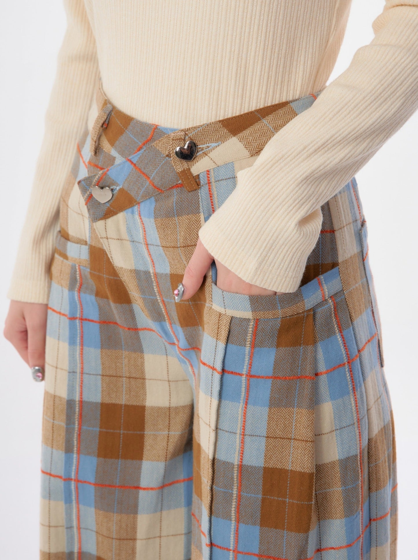 Retro Check Wide Pants