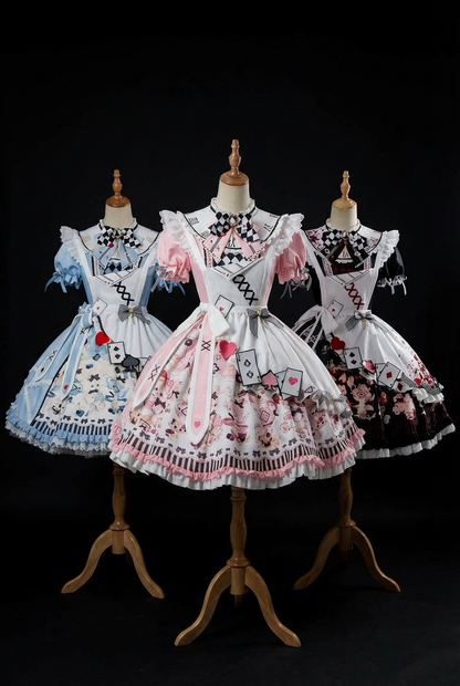 【数量限定】アリスティーパーティーアシメエプロンドレス＋うさ耳ハットドレスフルセット