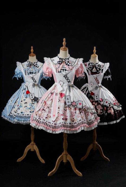 【数量限定】アリスティーパーティーアシメエプロンドレス＋うさ耳ハットドレスフルセット