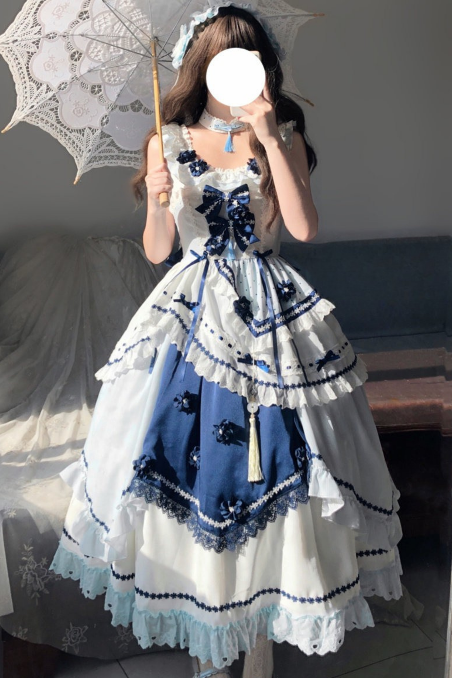 [3월 18일 예약마감] 차이나 드림 원피스 + 점퍼 스커트 + 소매 + 레그 워머 + 머리띠 + 칼라 + 클립 + 리본 + 공주 소매