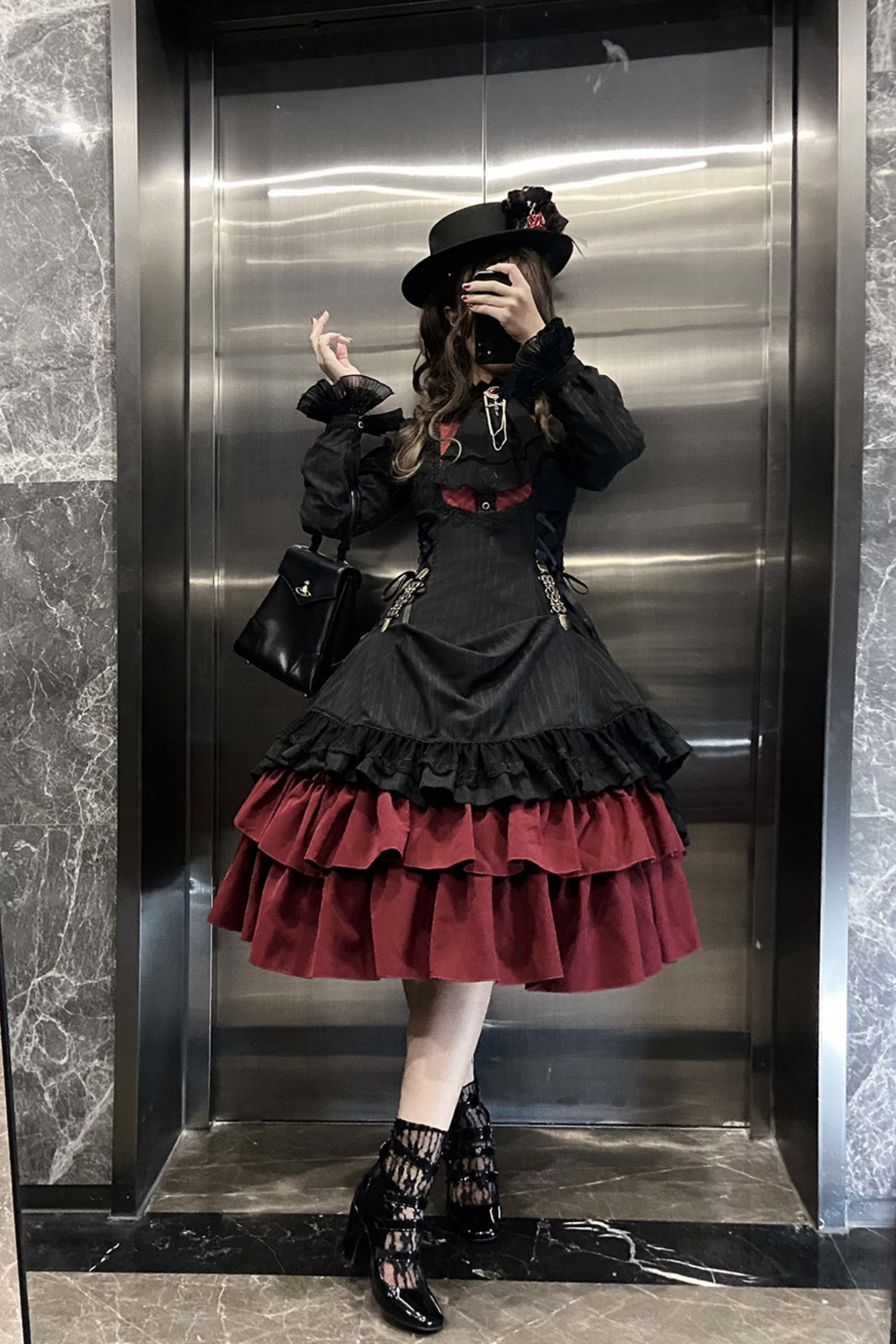 Retro Striped Elegant Gothic Lolita Dress