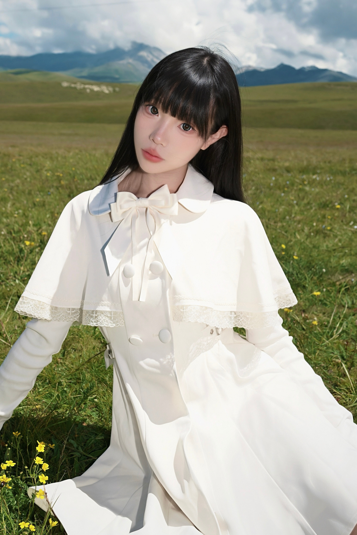 Cape Dark White Girl Dress