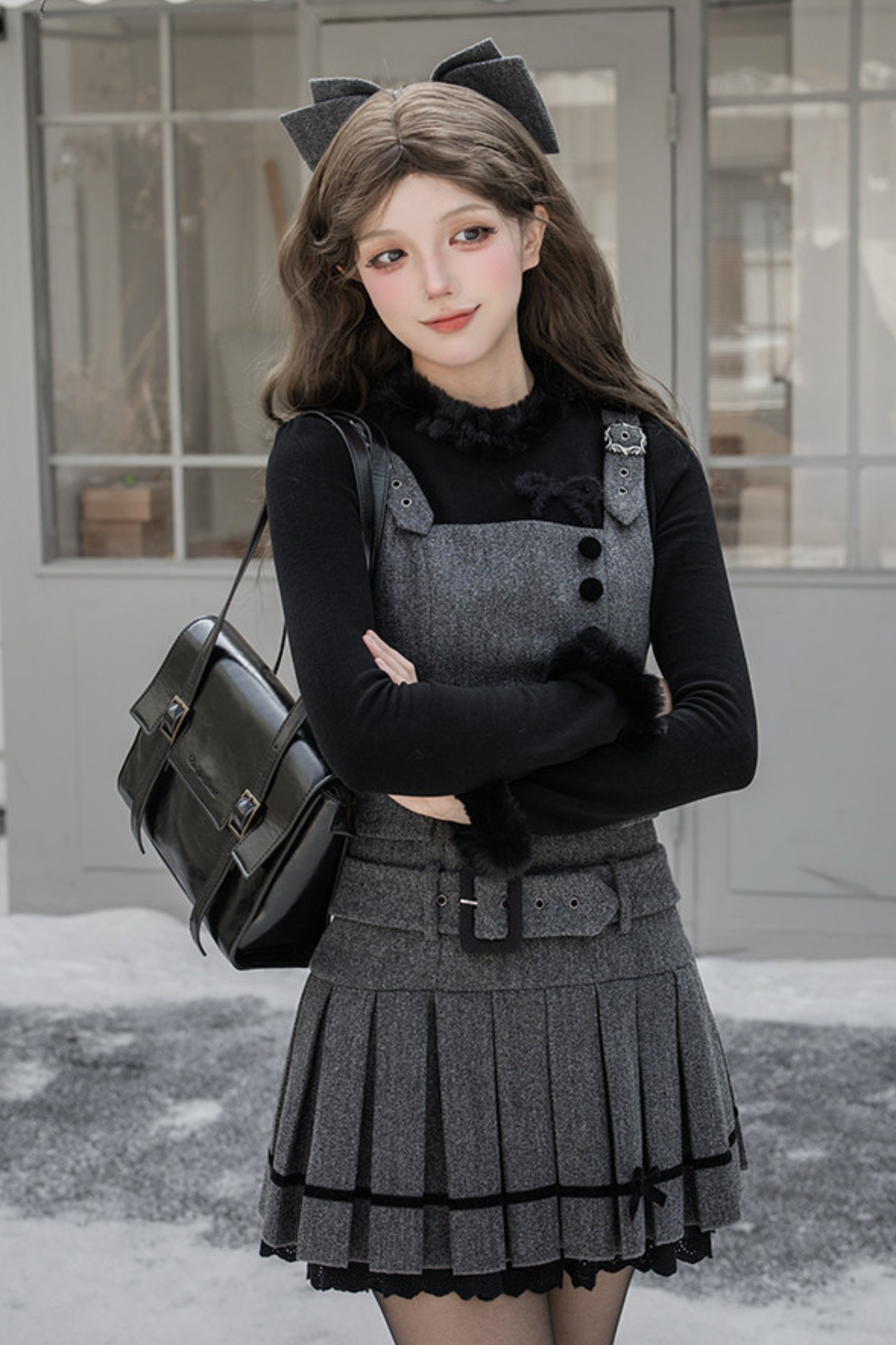 エレガントデイリーベストドレス+リボンヘアアクセサリー