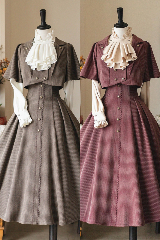 【予約商品】クラシカルエレガントフリルシャツストライプスーツセットアップ