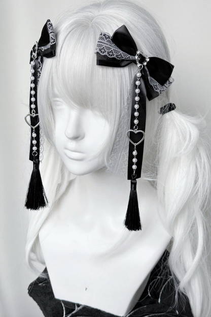 Dark Chinese-Style Tassel Rhinestone Hair Trim Clip