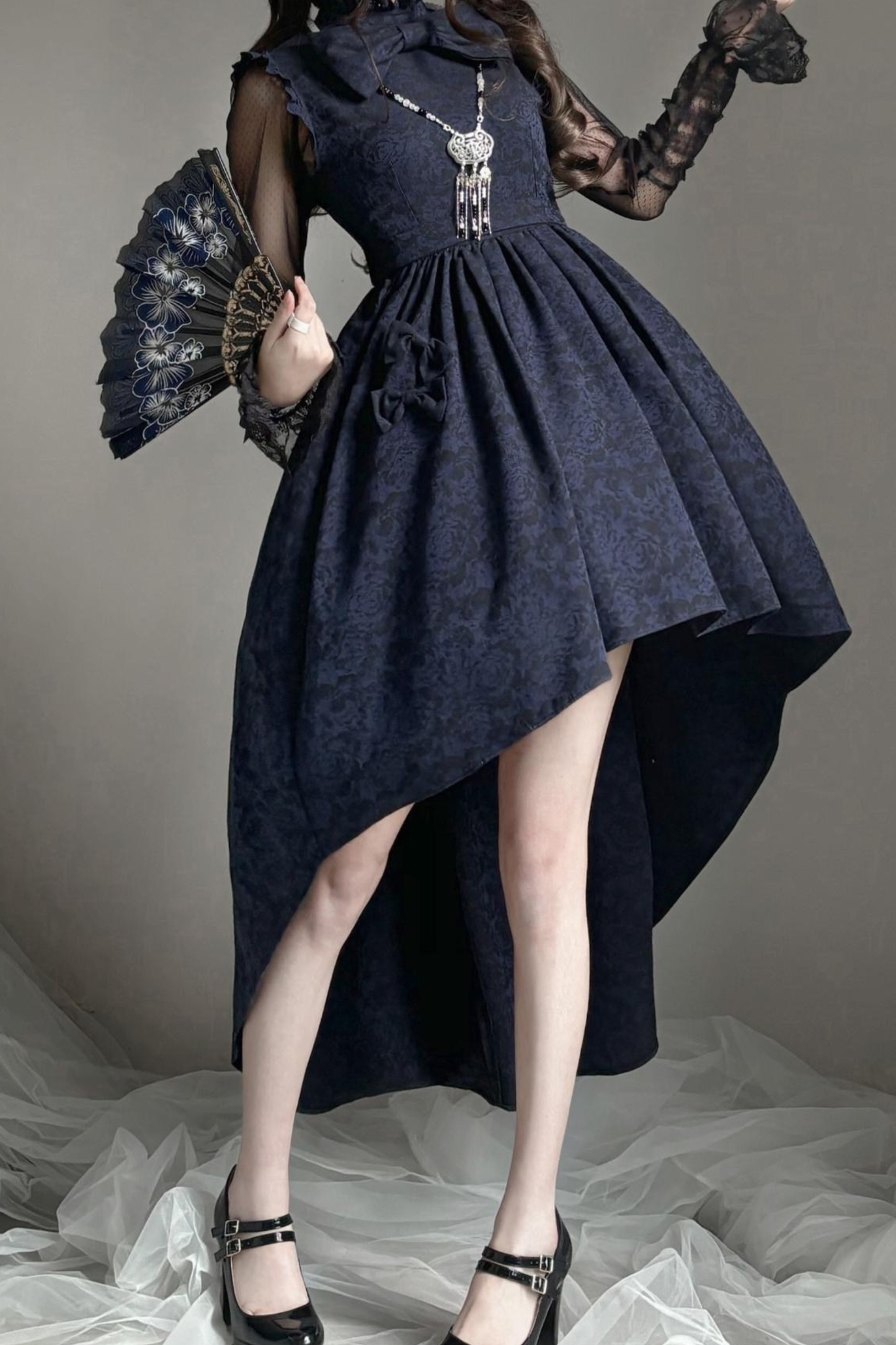 Sleeveless Fishtail Elegant Dress + Sheer Top