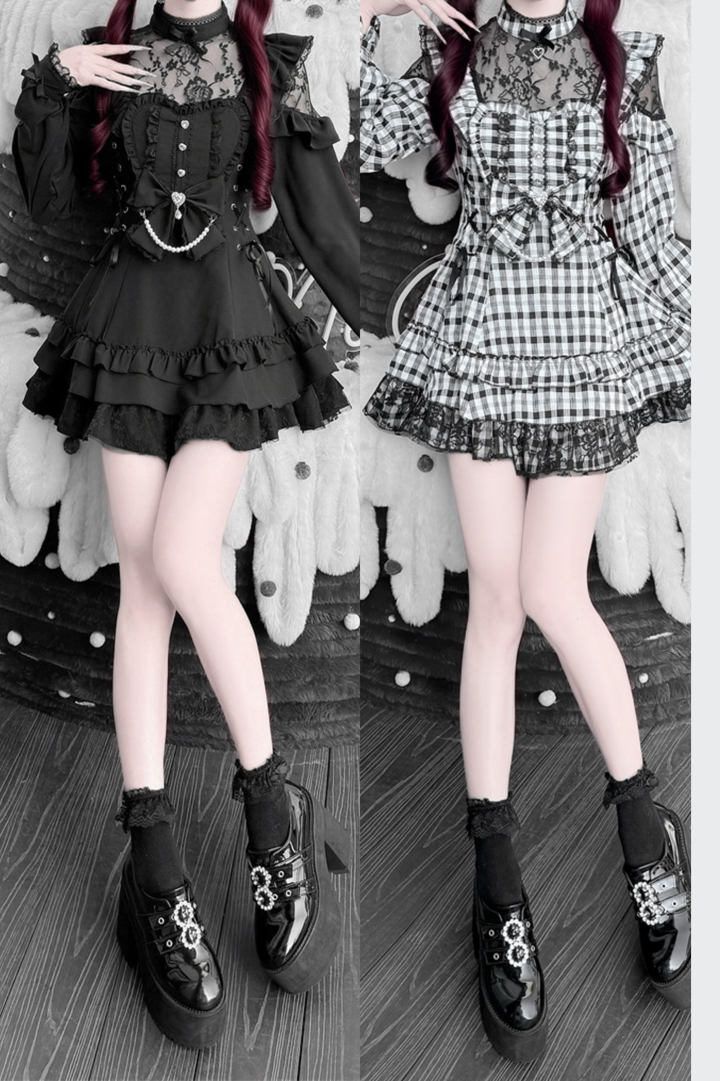 [Pre-order Deadline: April 22] Sweet and Gothic Floral Lace Ruffle Ribbon Dress Suit Full Set