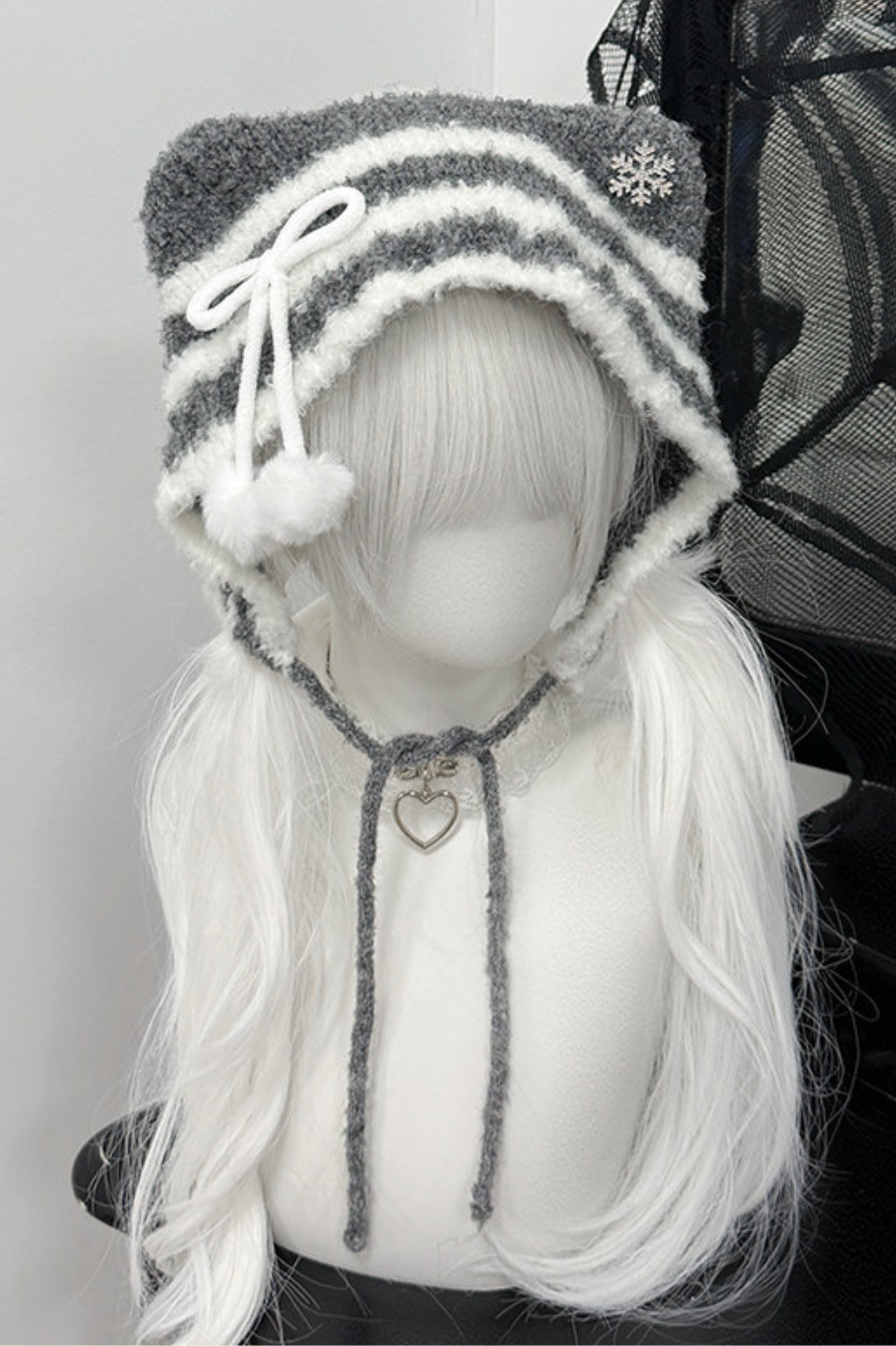 Cat Ear Striped Knit Hat