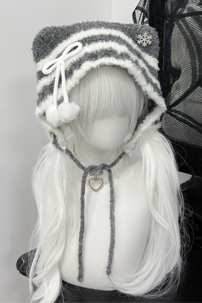 Cat Ear Striped Knit Hat