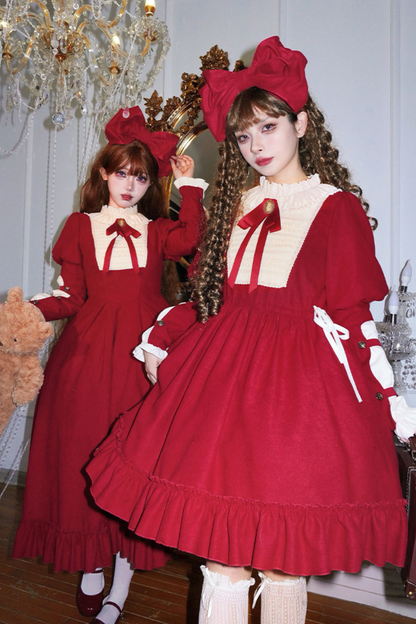 レースラッフルロリータドレス+リボン