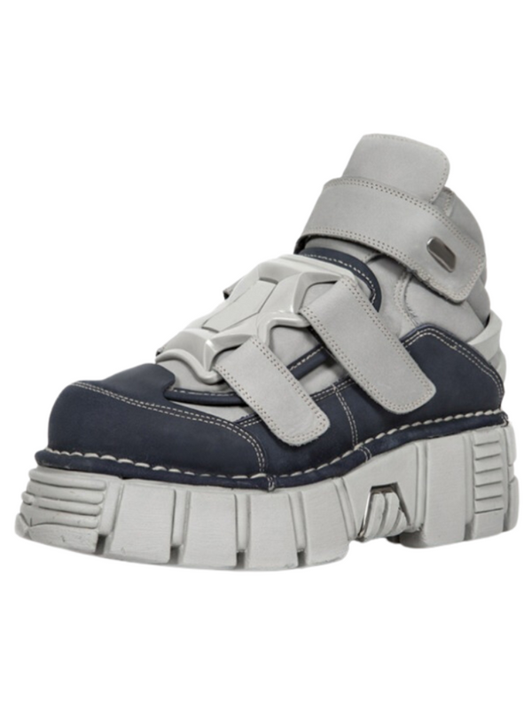 Metal Velcro Corrosable High Top Platform Sneakers Shoes