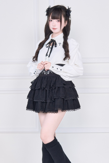 クロス刺繍シャツ+スカート