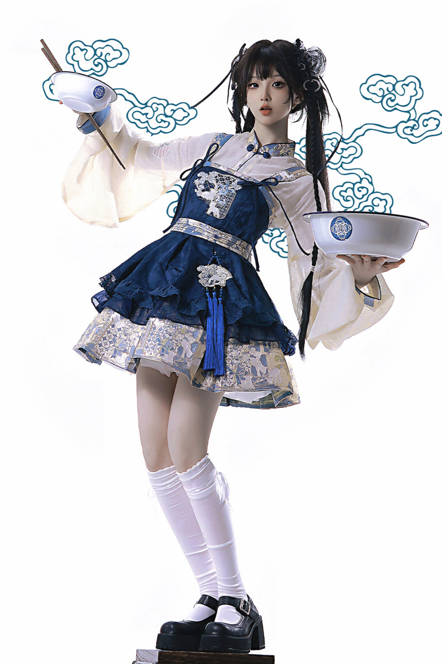 China Suspender Skirt + Shirt + Accessories