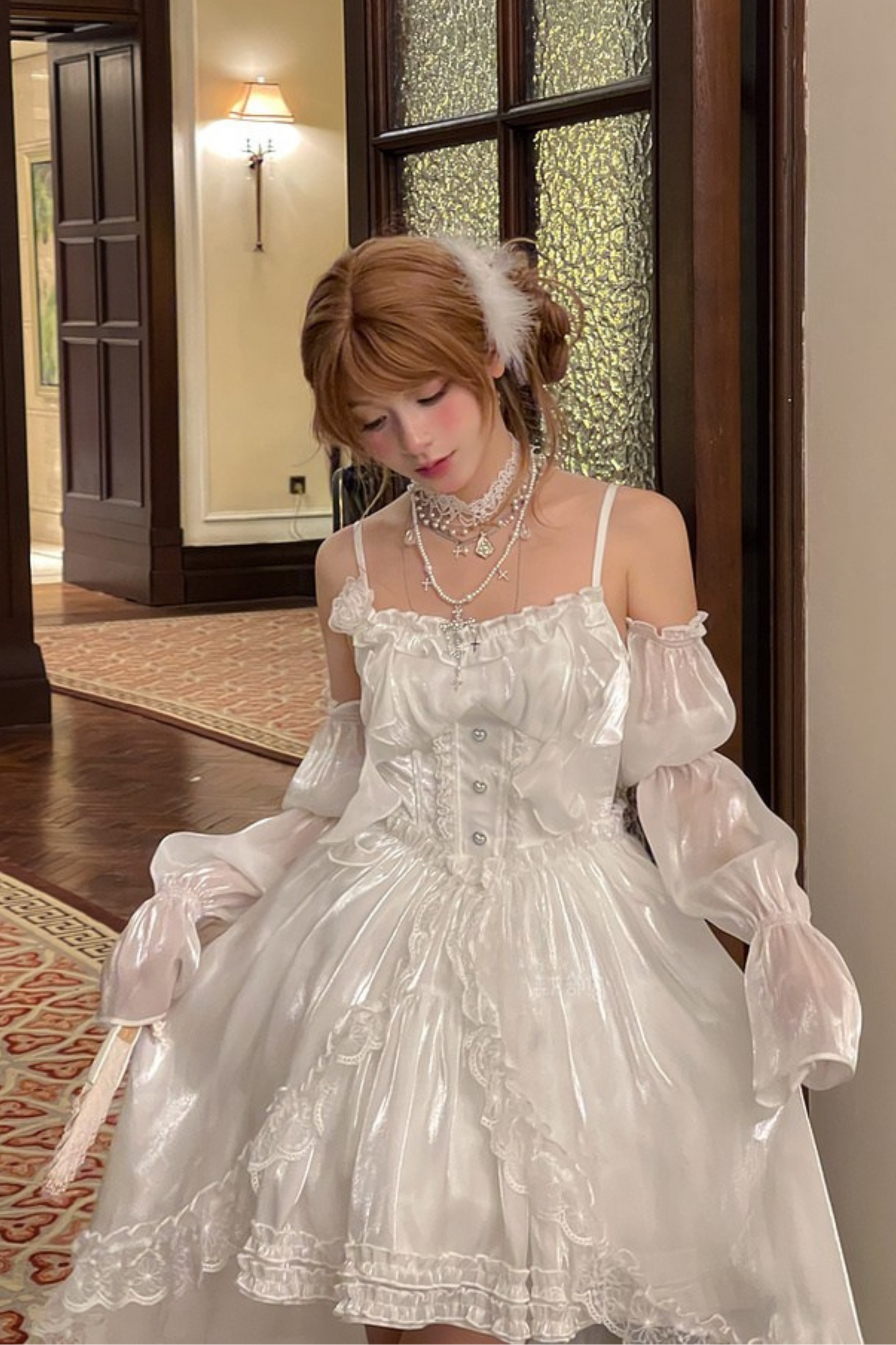 Heavy Shatindal Cami Sole Dress + Lace Asymmetrical Shawl