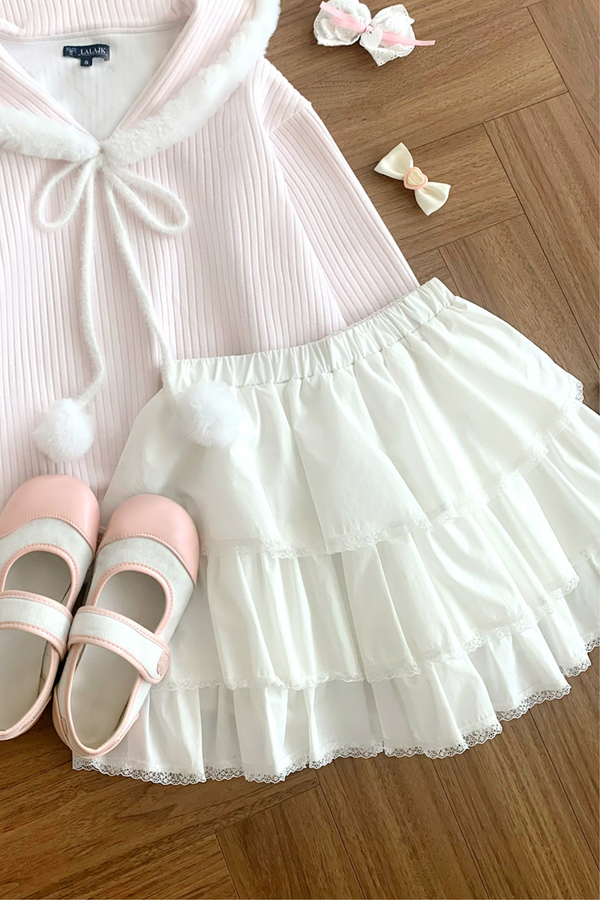 レースバニーフードトップス+スカート