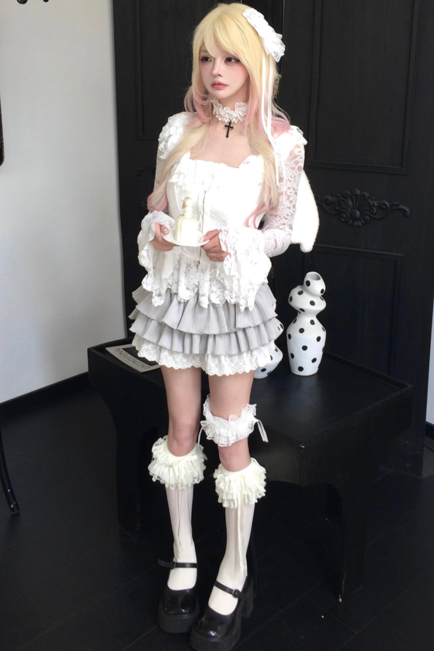 Lace Patchwork Long Sleeve Top