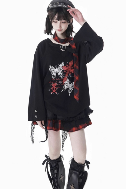 Cross top + skirt + scarf