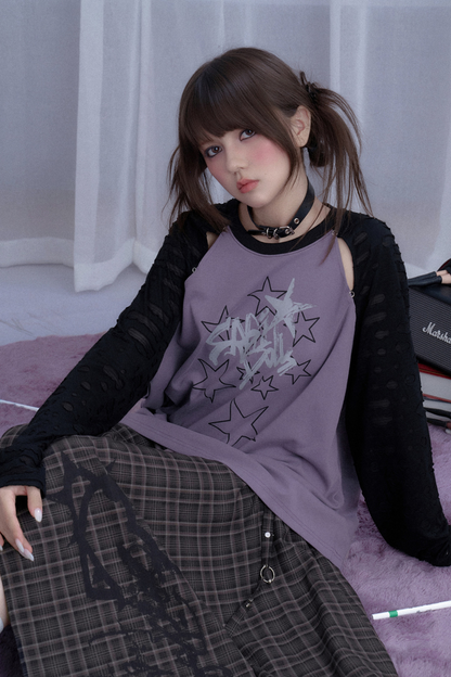 Night Star Raglan Sleeve Loose Top