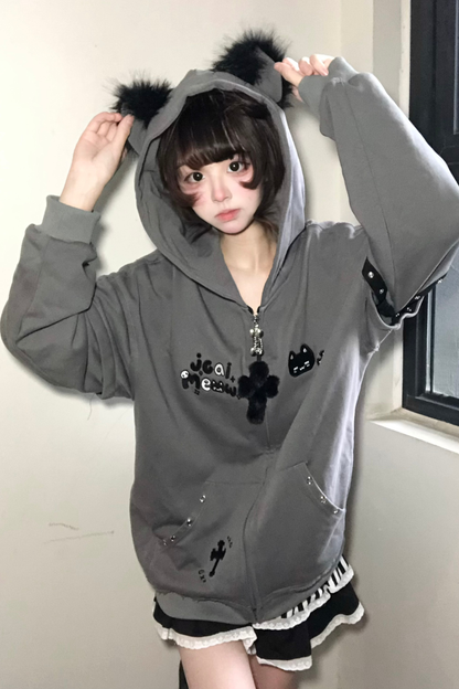 Mouse Hood Loose Hoodie
