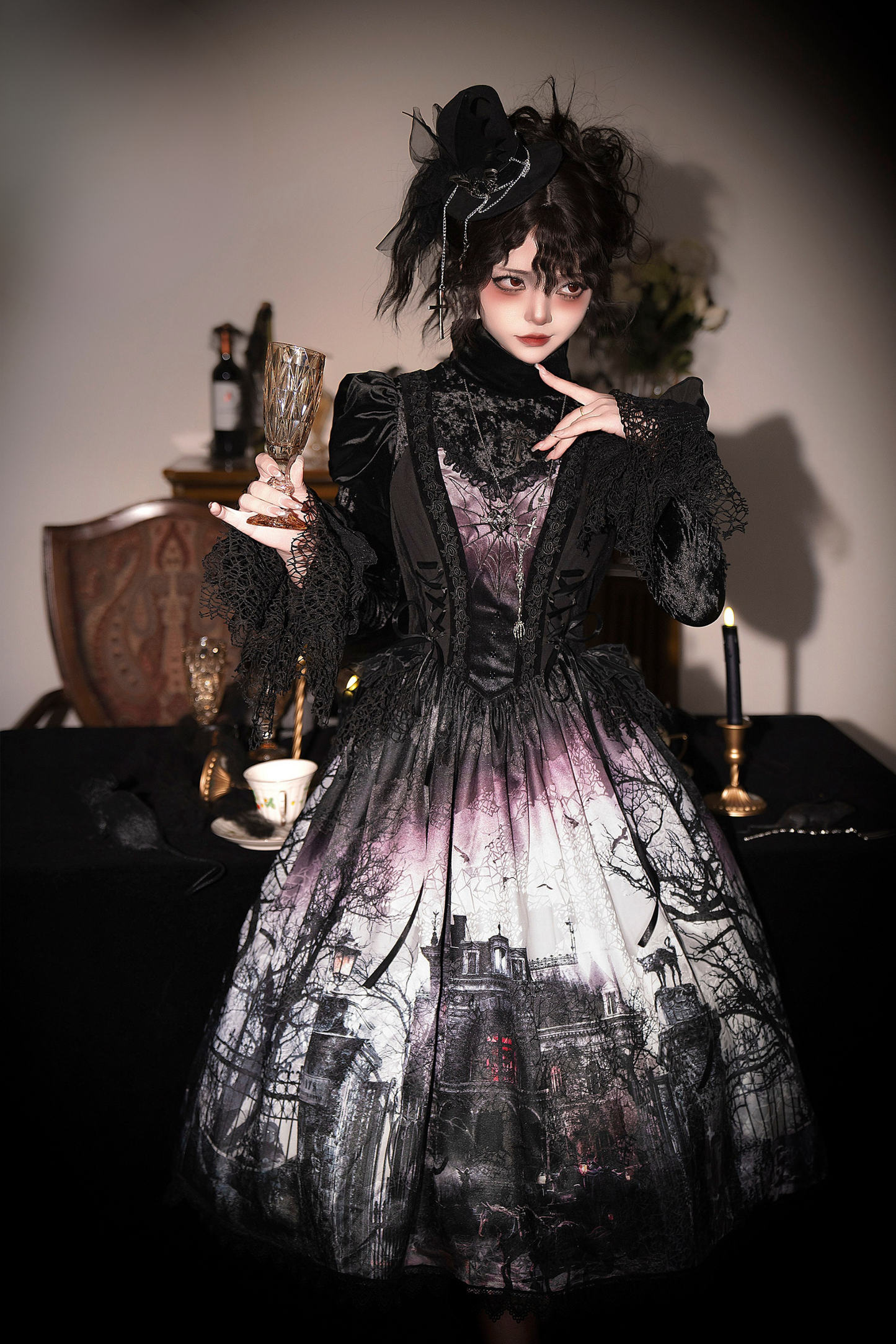 Velvet Patchwork Camisole Dress