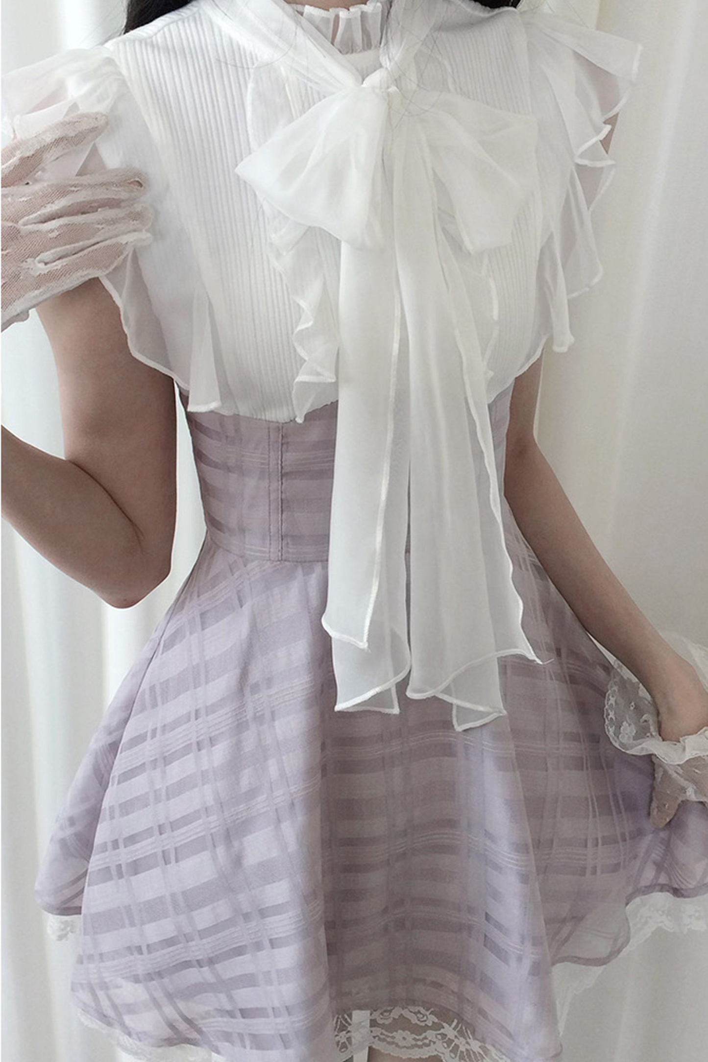 Elegant Ribbon Long Sleeve Dress