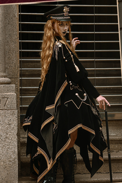 [Deadline for reservations: November 16] Holy army black gold embroidered military cape dress complete set + dress set