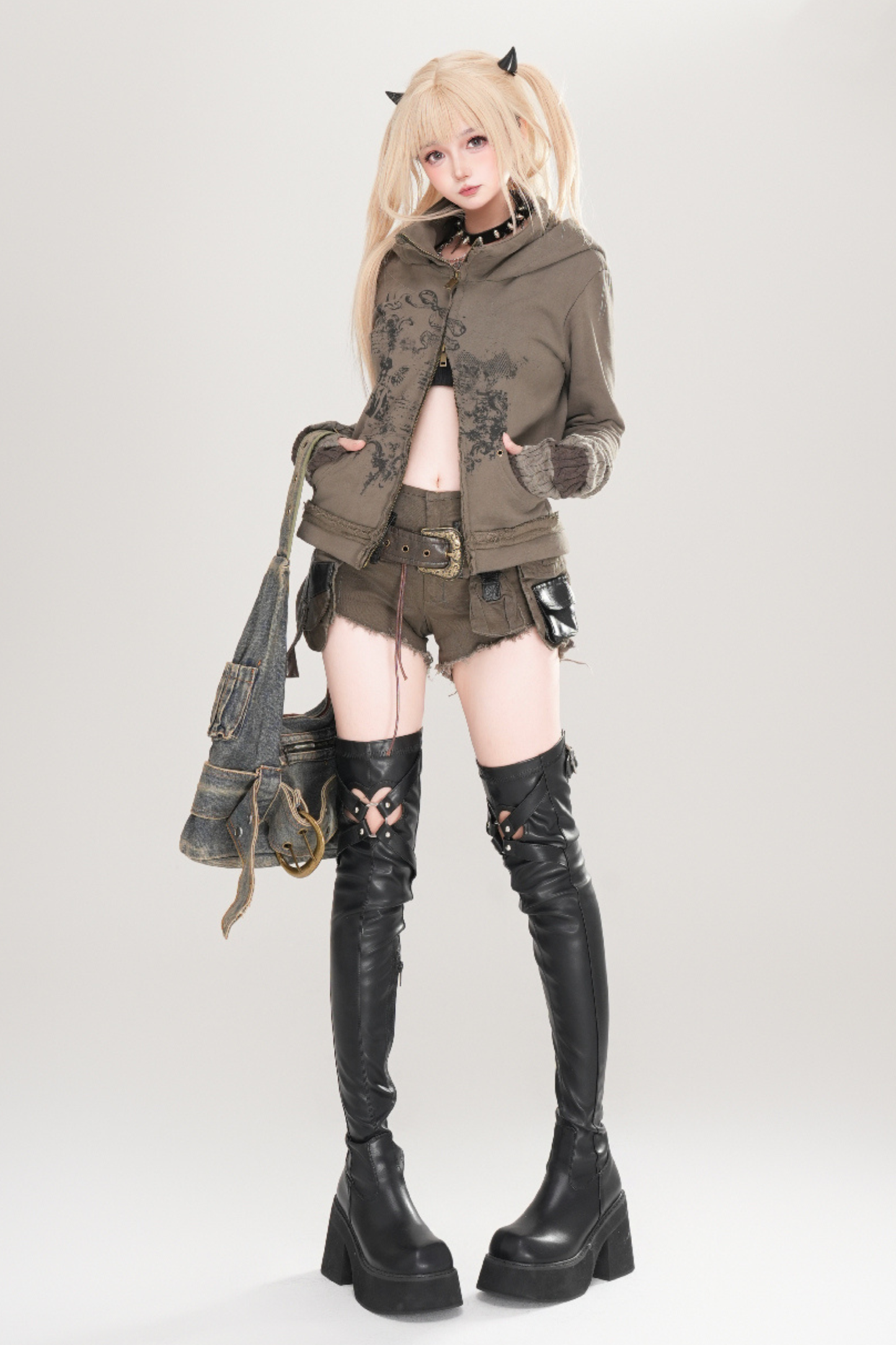 Y2K Fleece-Lined Hooded Jacket