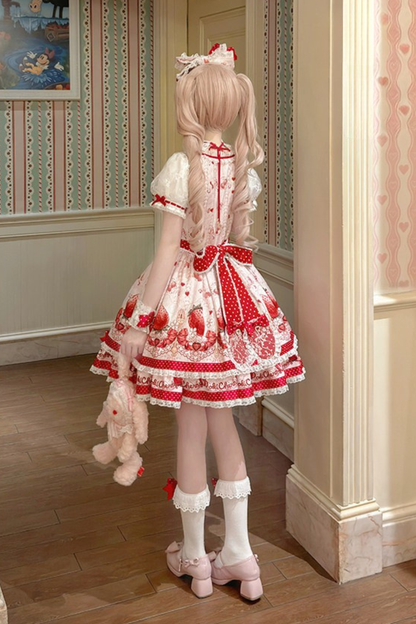 [Vorbestellung bis 3. April] Strawberry-Story-Lolita-Kleid + Accessoires
