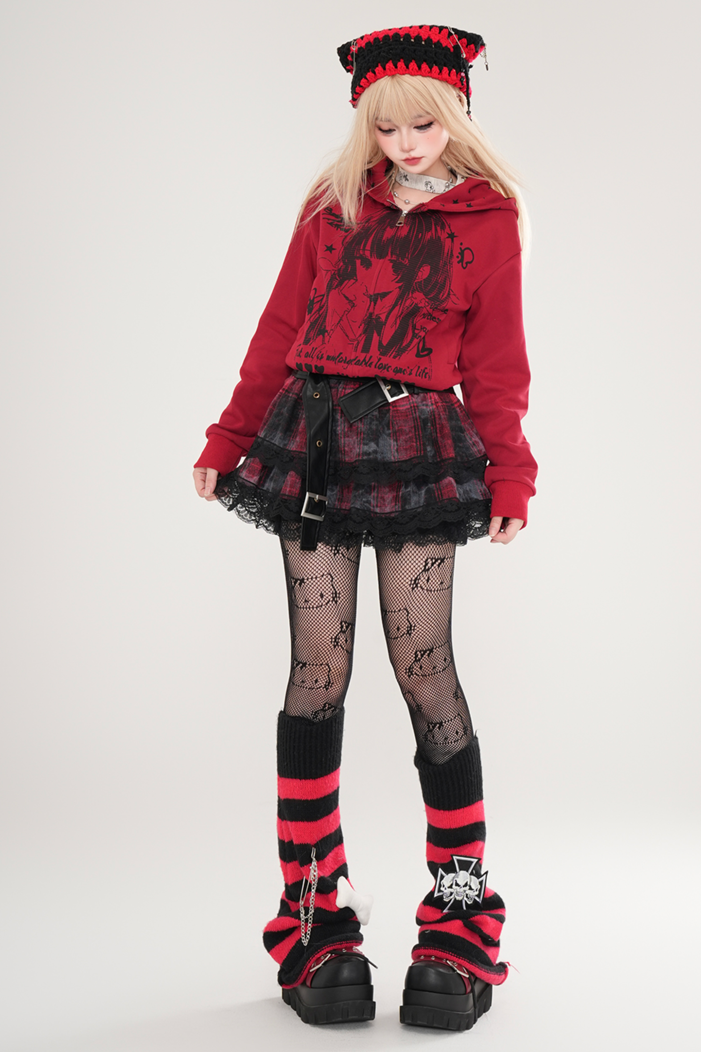 アニメデザインフードショートパーカー