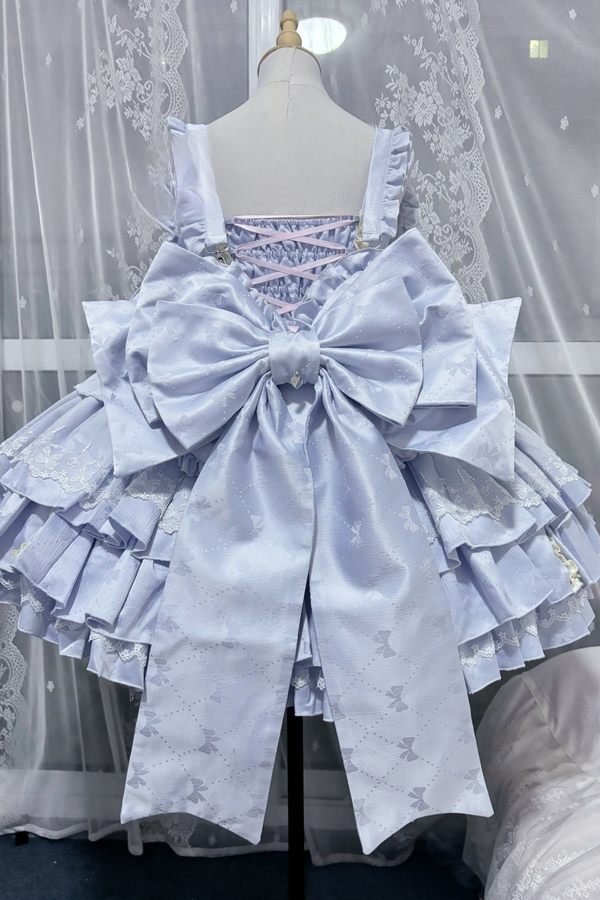 レイヤーフリルスイートプリンセスロリータジャンパースカート+テール+ヘアバンド+ケープ+ボンネット