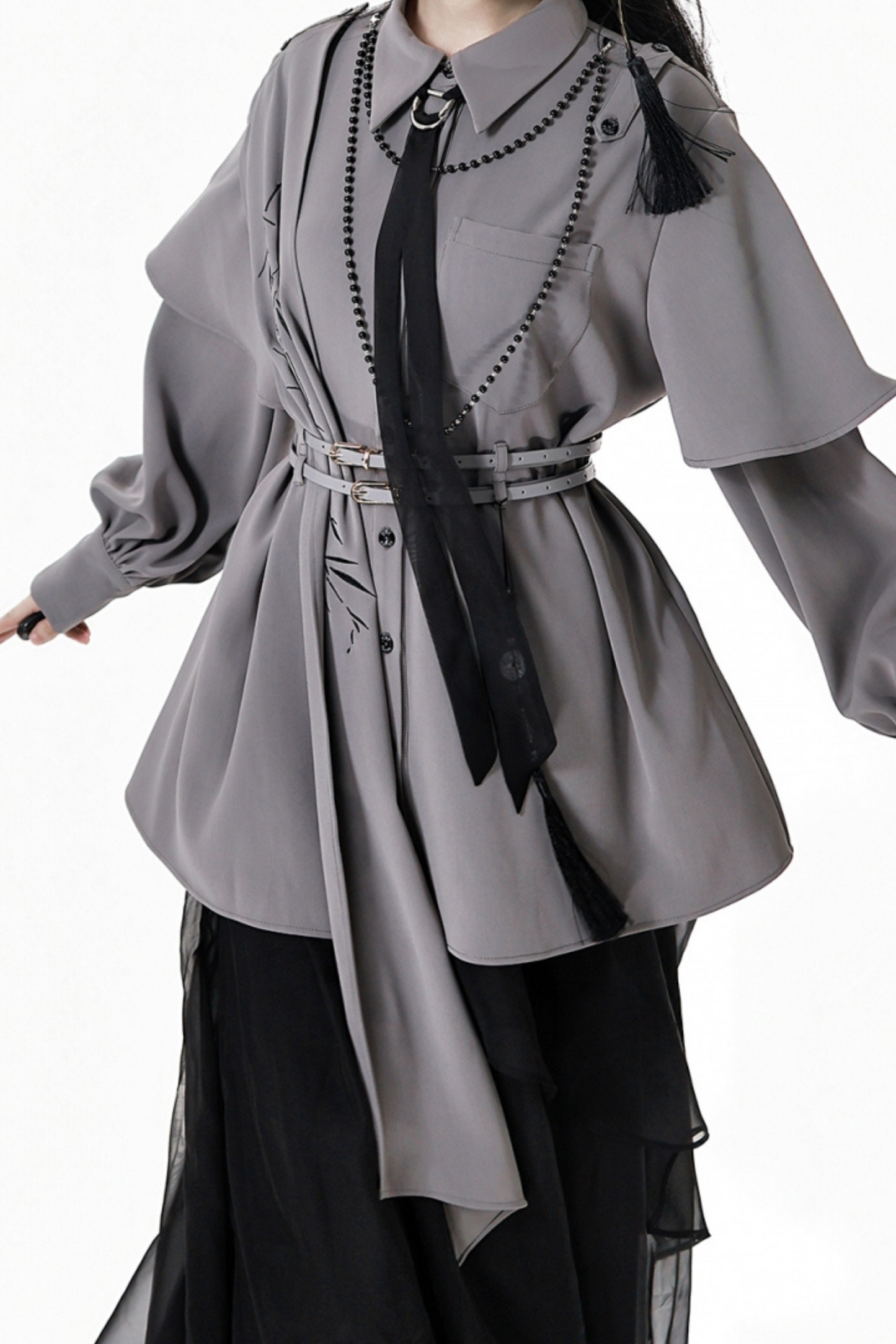 China Top + Chiffon Pants + Corset