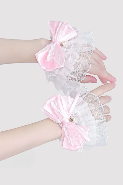 Lace Pearl Ribbon Lolita Sleeve