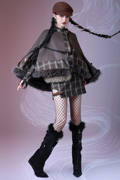 Check Leather Mode Punk Dress