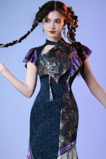 カラフルウィーブプリーツチャイナドレス